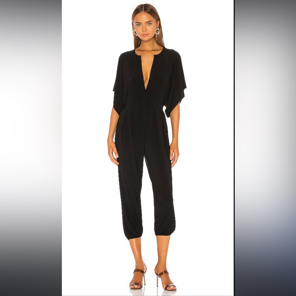REVOLVE x Norma Kamali Triangle Black Jumpsuit with Plunge Neck